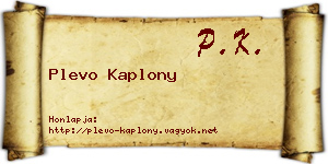 Plevo Kaplony névjegykártya